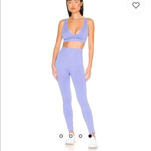 V-Neck Bra Top and Seamless Leggings Set in Powder Blue